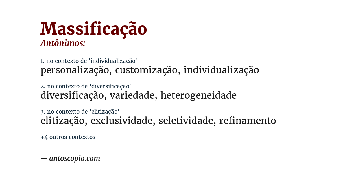 Antônimo de massificação