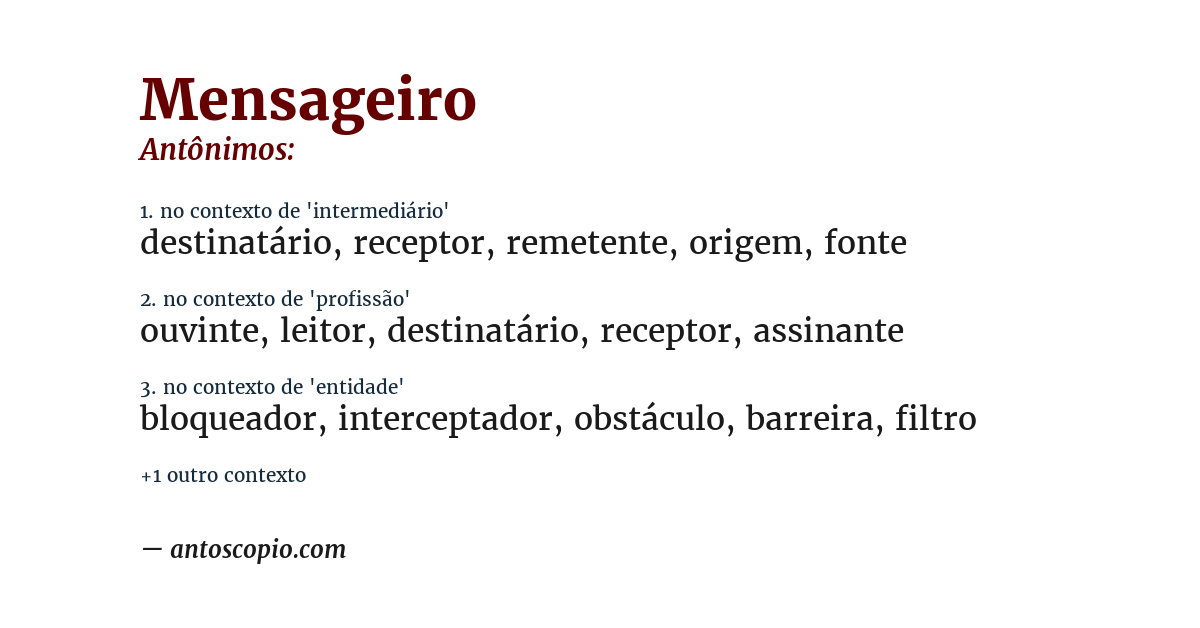 Antônimo de mensageiro