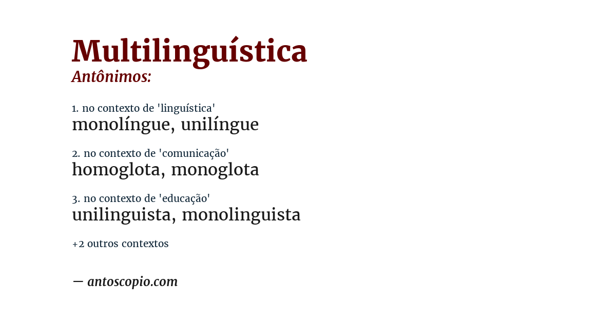 Antônimo de multilinguística