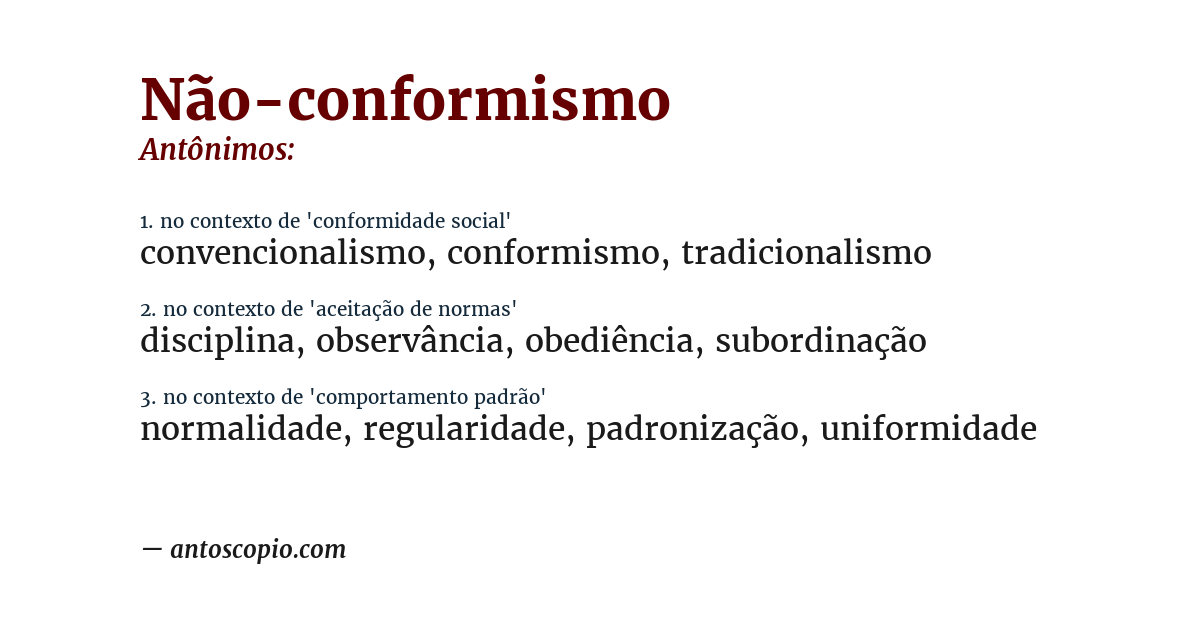 Antônimo de não-conformismo