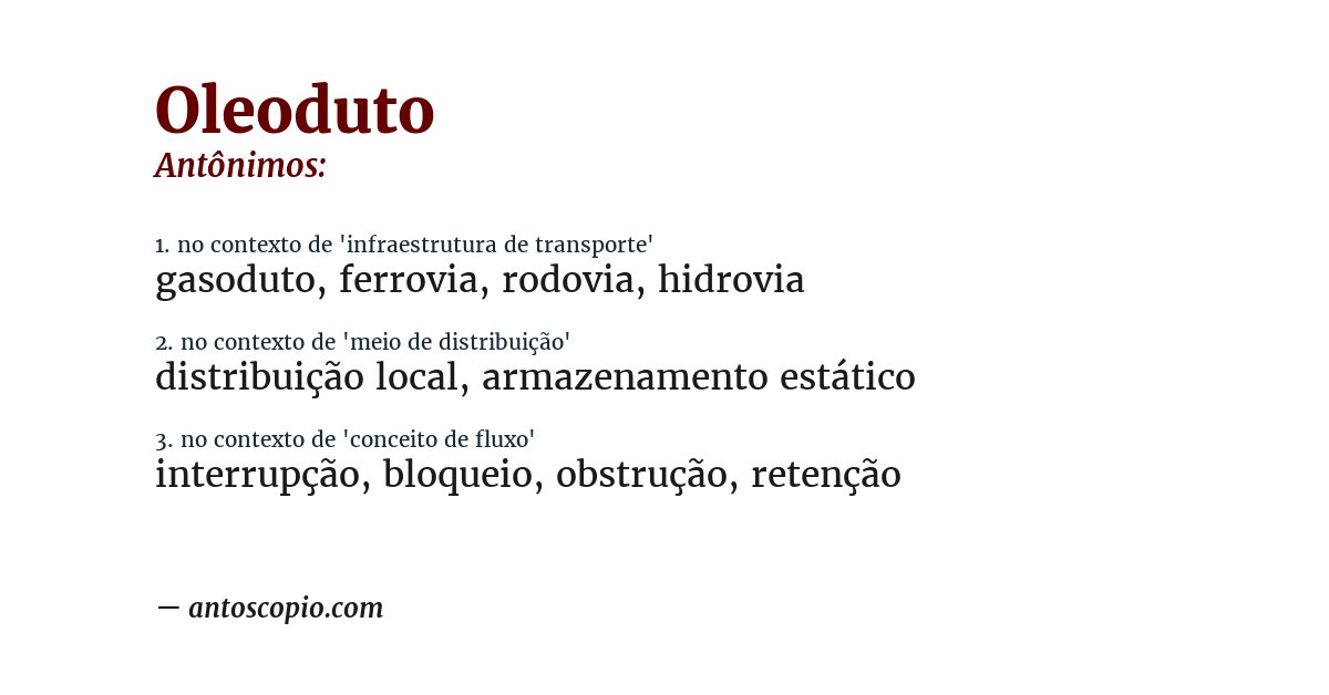 Antônimo de oleoduto