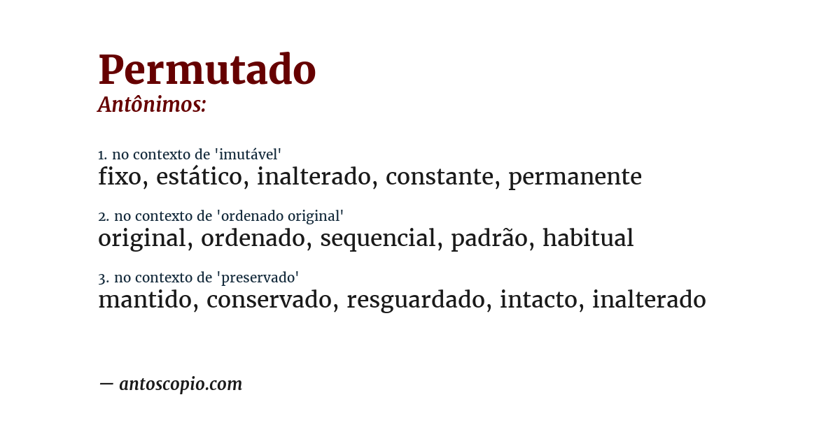 Antônimo de permutado