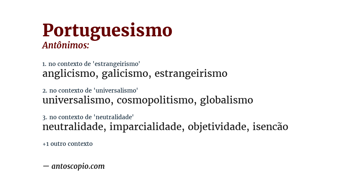Antônimo de portuguesismo