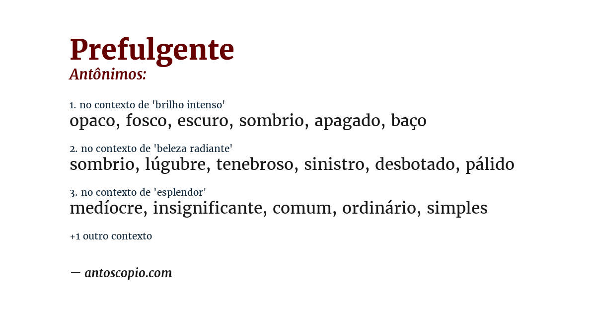 Antônimo de prefulgente
