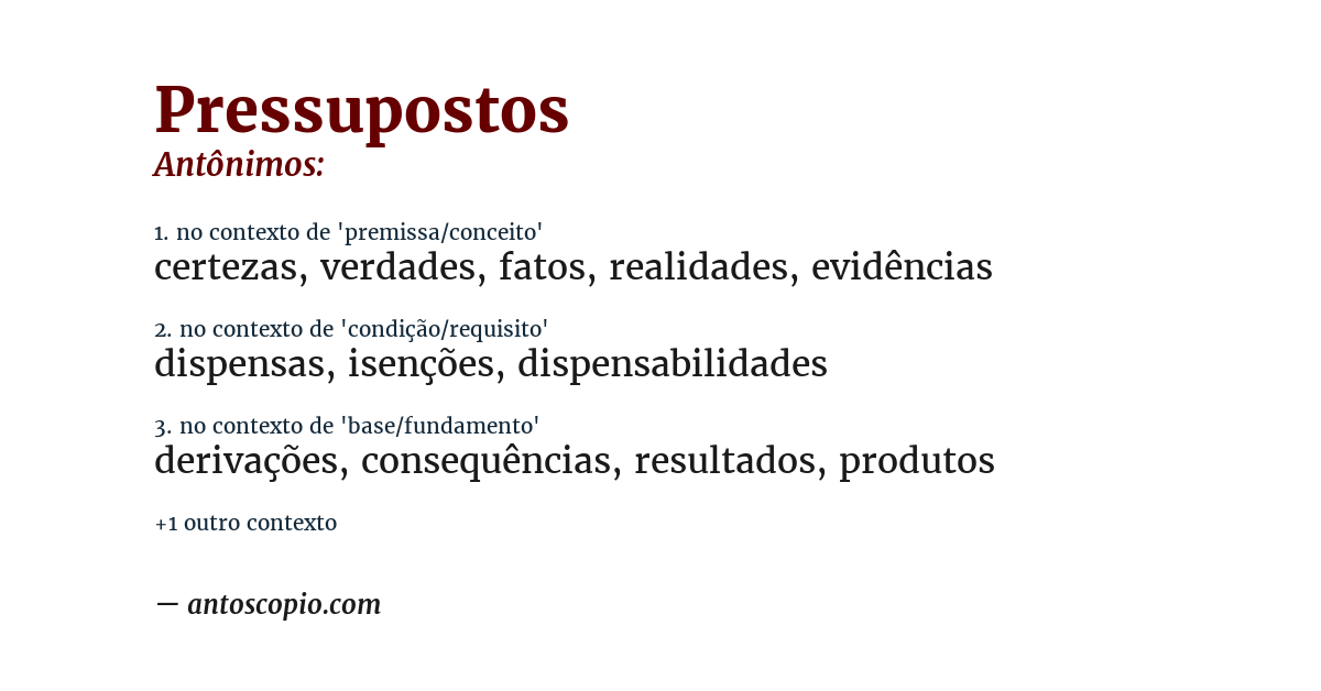 Antônimo de pressupostos