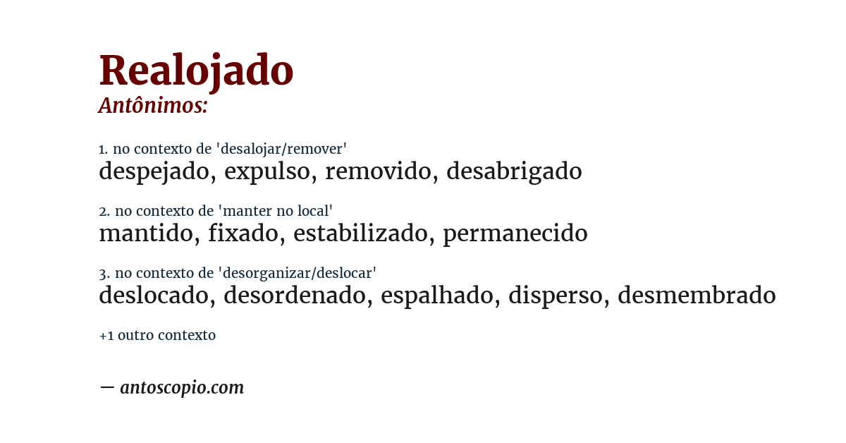 Antônimo de realojado