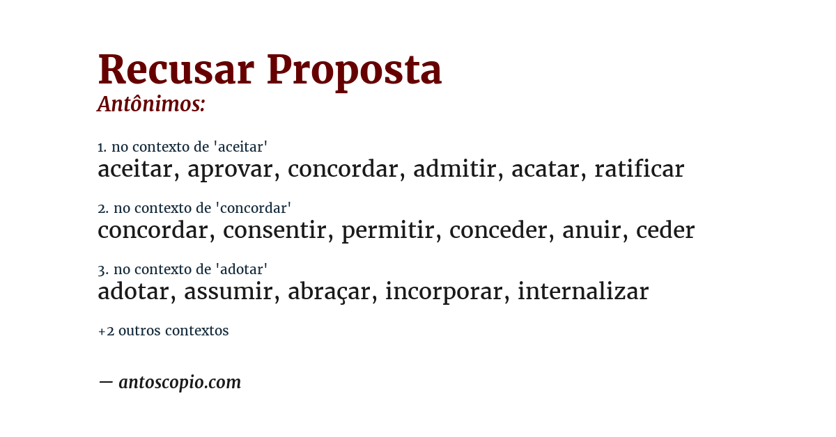 Antônimo de recusar proposta