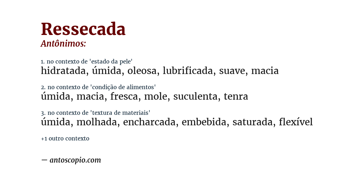 Antônimo de ressecada