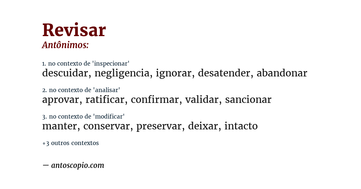 Antônimo de revisar