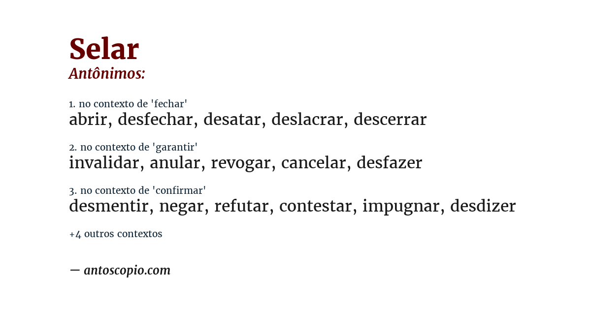 Antônimo de selar