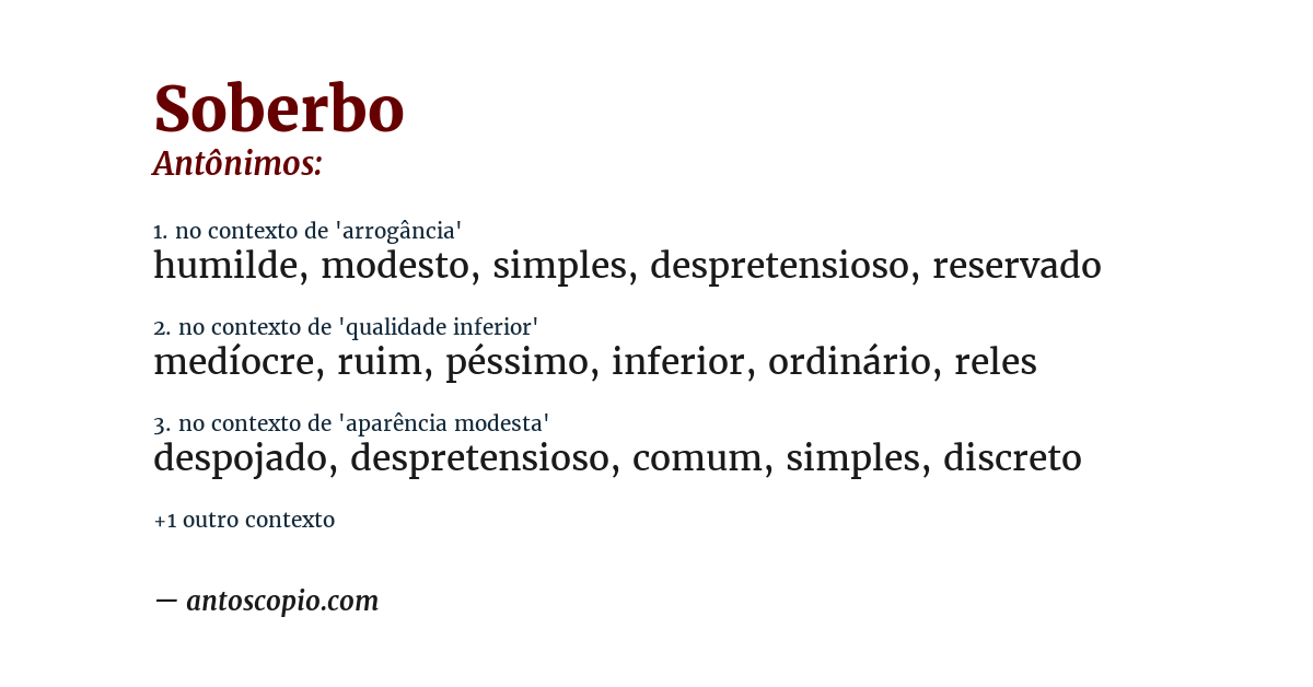 Antônimo de soberbo