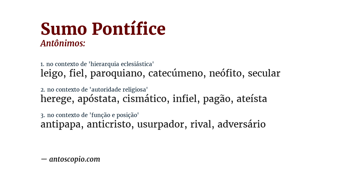 Antônimo de sumo pontífice