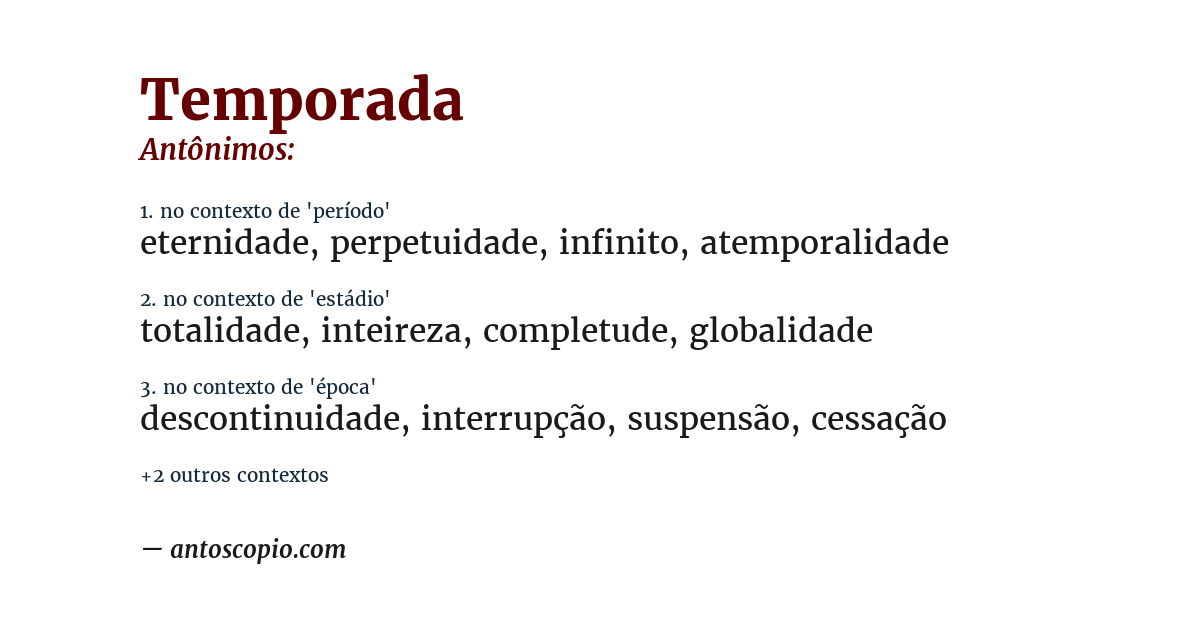 Antônimo de temporada