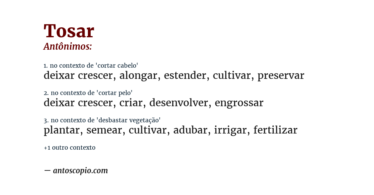 Antônimo de tosar