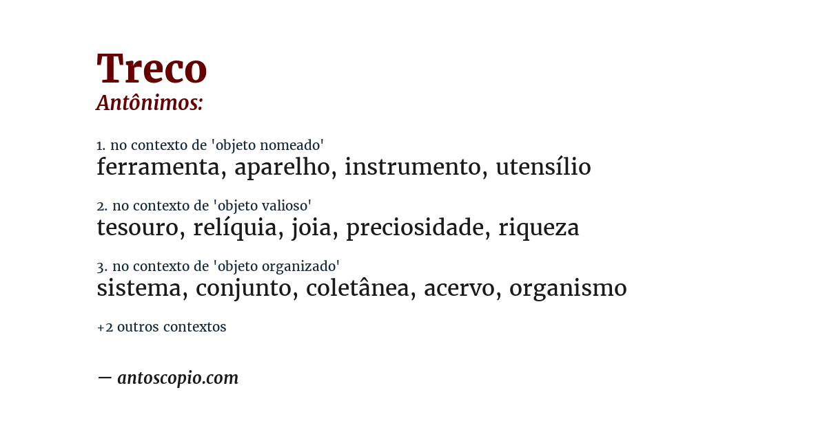Antônimo de treco