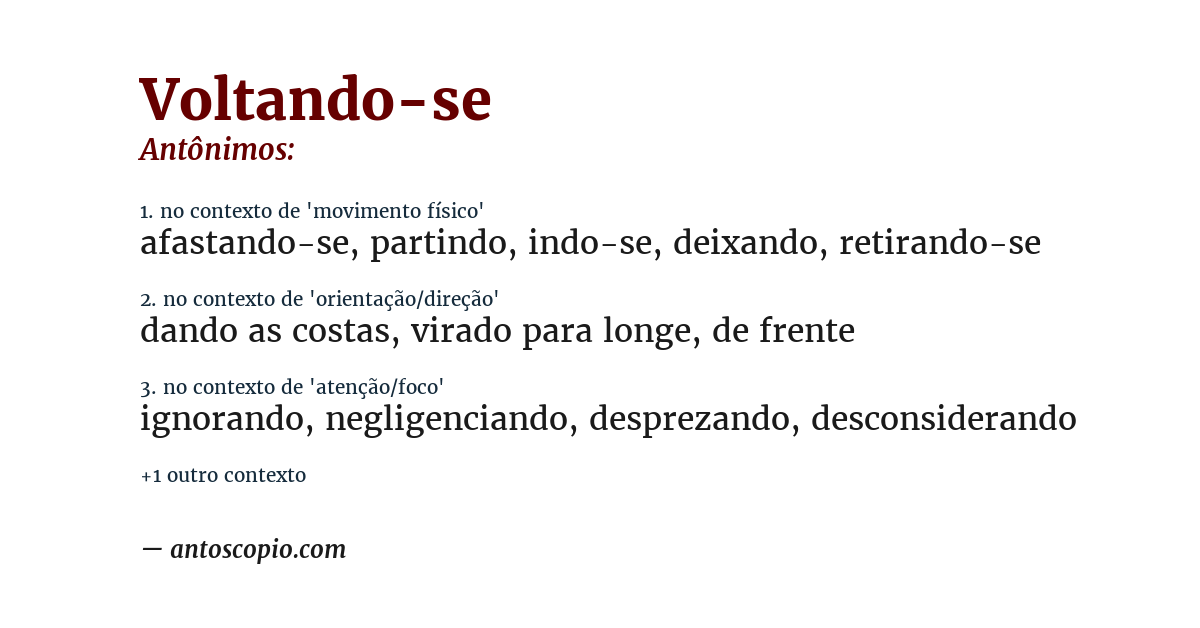 Antônimo de voltando-se