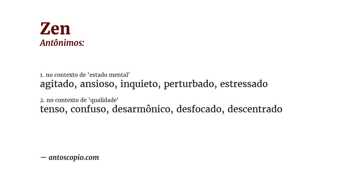 Antônimo de zen
