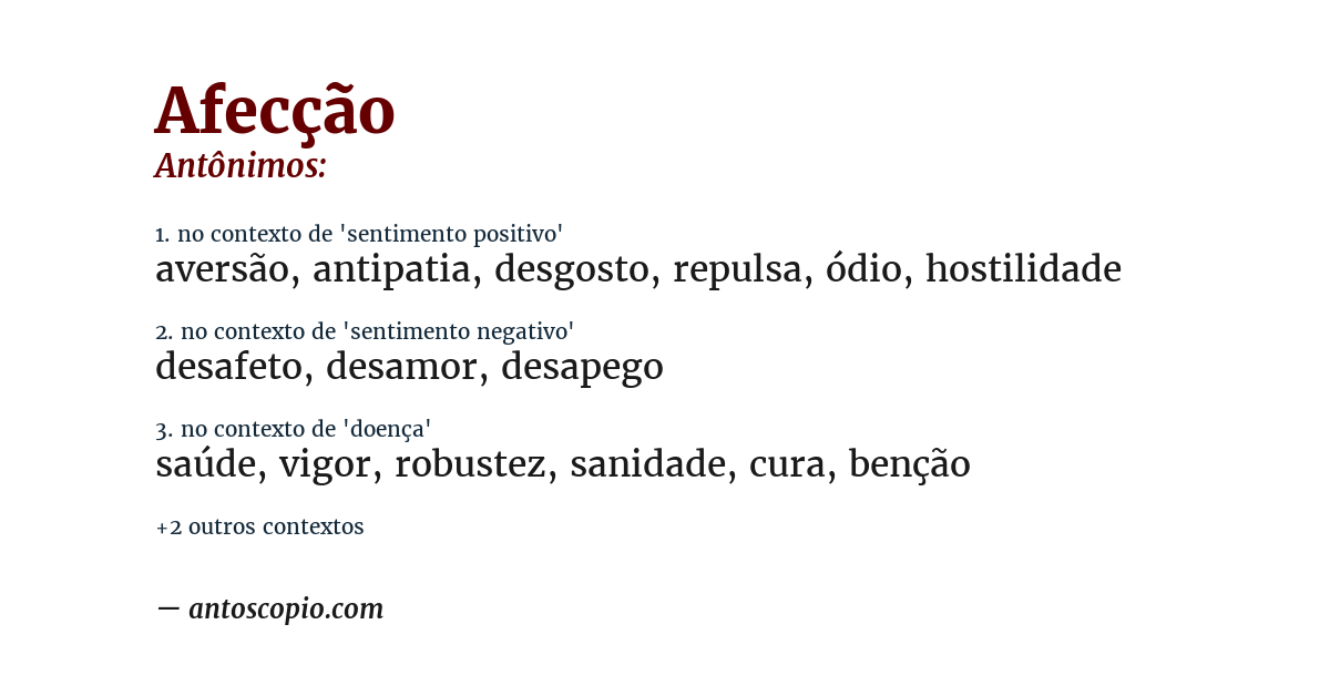 Antônimo de afecção
