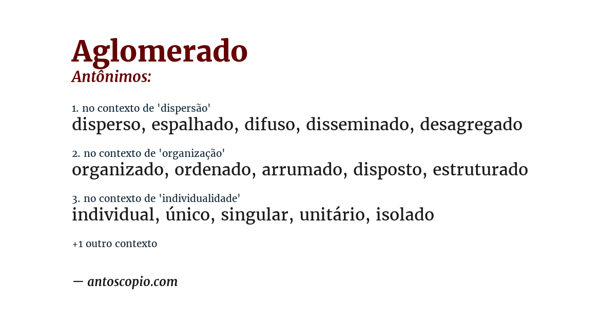 Antônimo de aglomerado