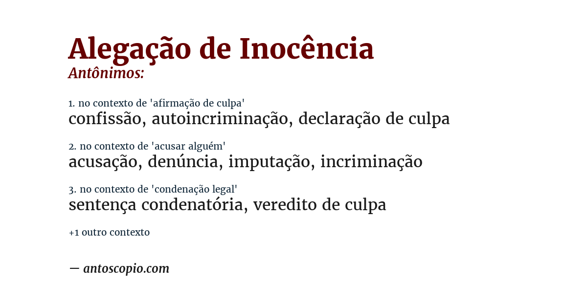 Antônimo de alegação de inocência
