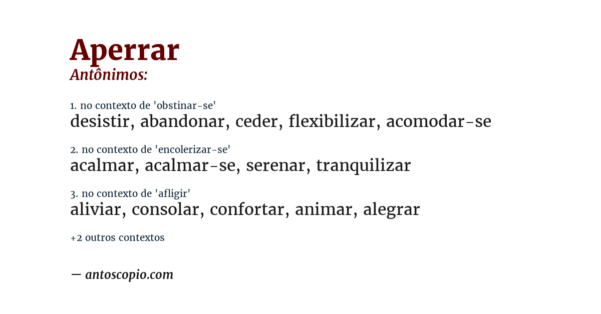 Antônimo de aperrar