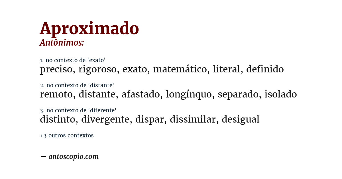 Antônimo de aproximado