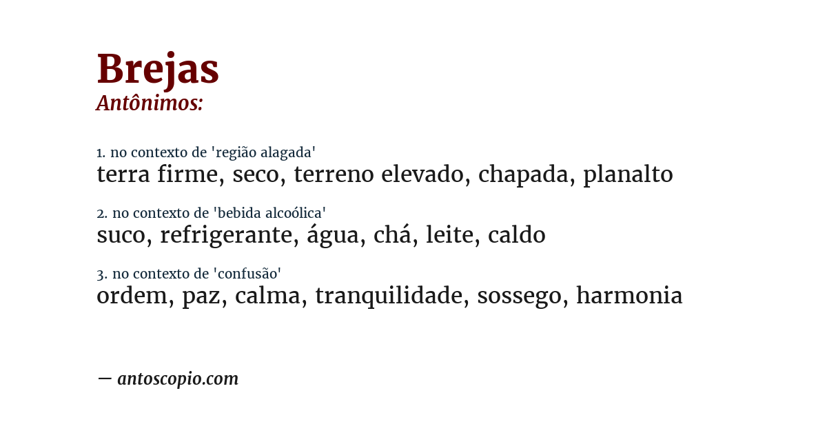 Antônimo de brejas
