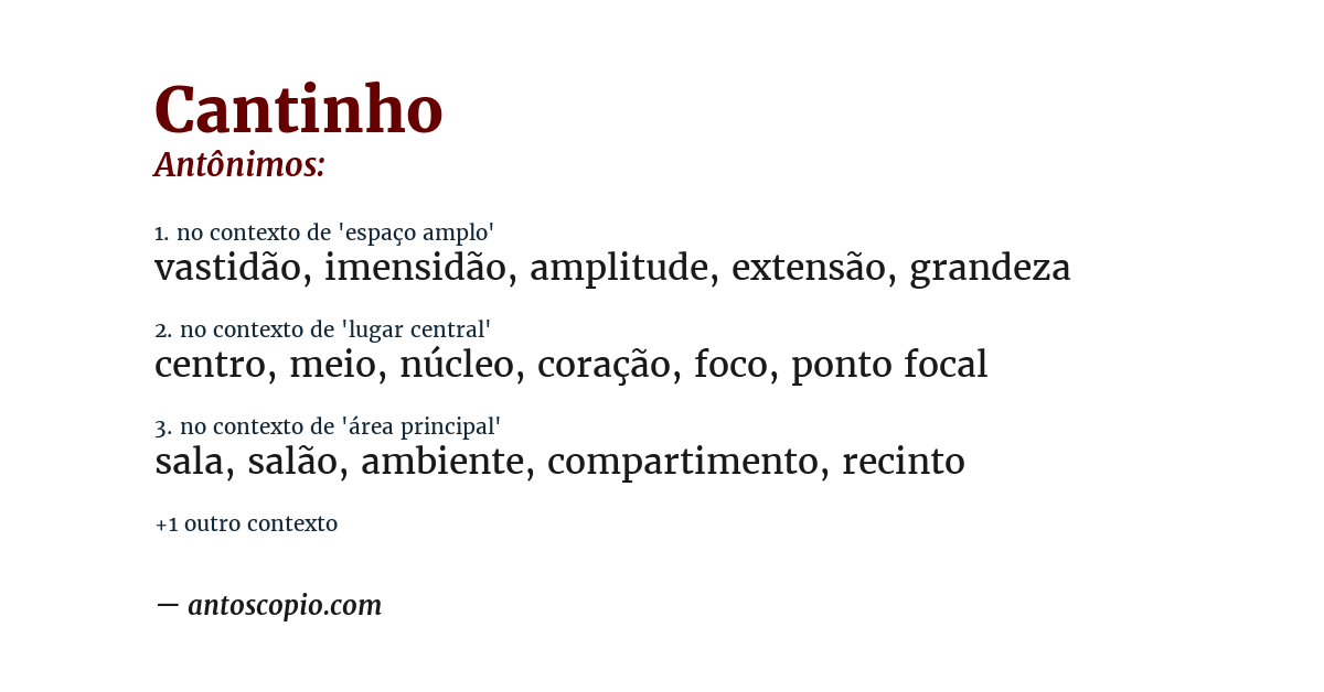 Antônimo de cantinho