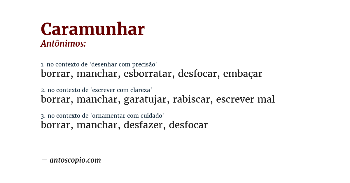 Antônimo de caramunhar
