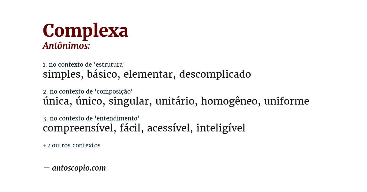 Antônimo de complexa