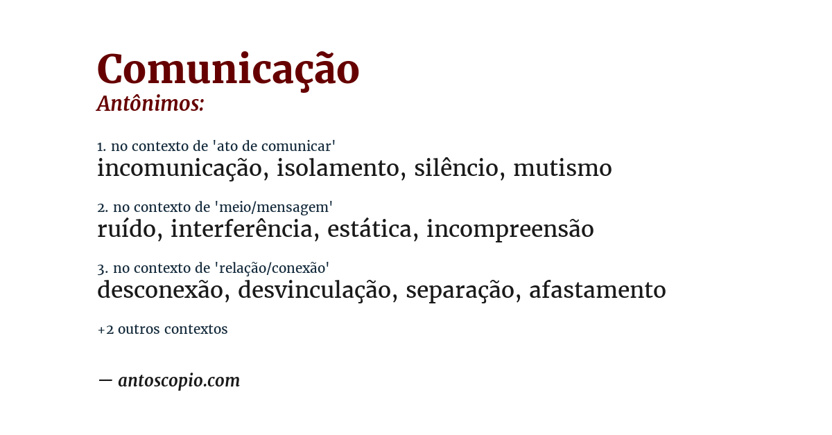 Antônimo de comunicação