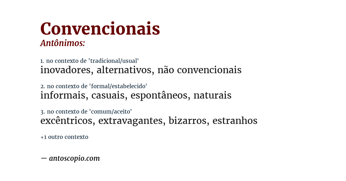 Antônimo de convencionais