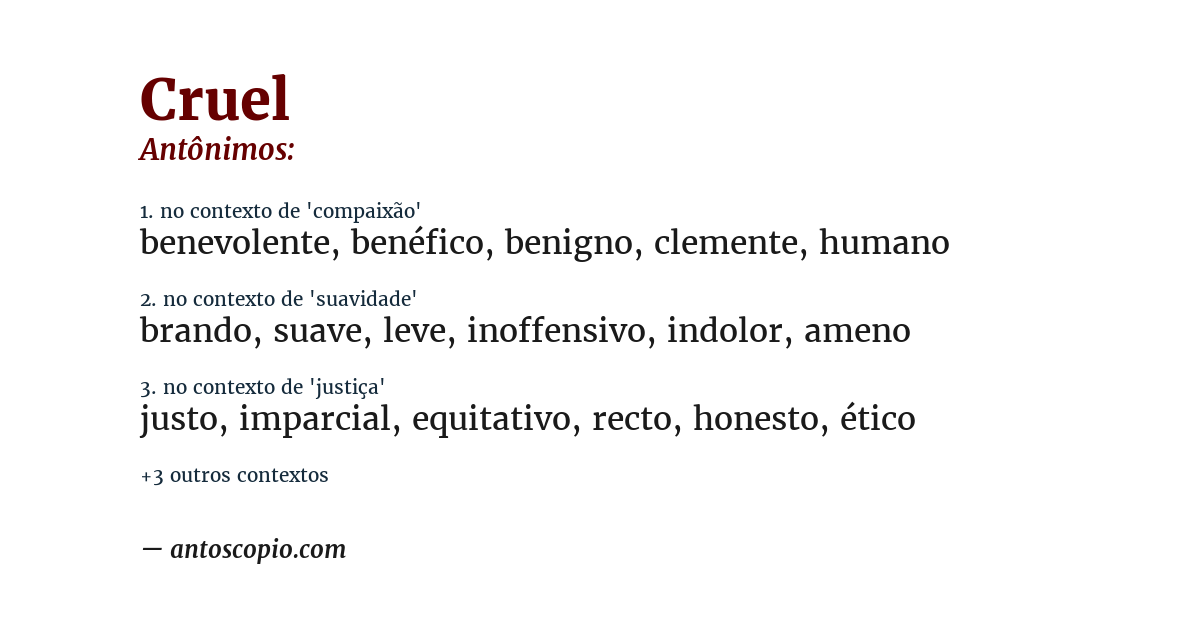 Antônimo de cruel
