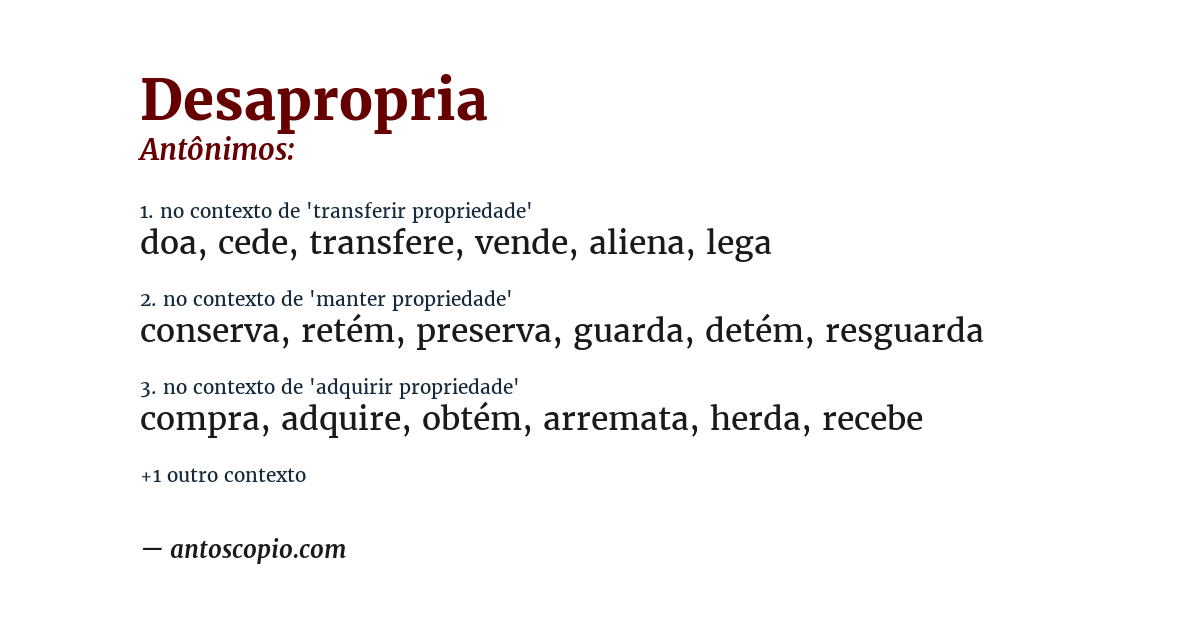 Antônimo de desapropria
