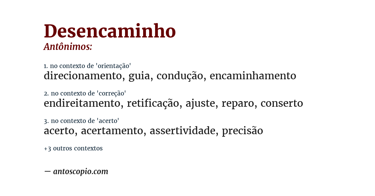 Antônimo de desencaminho