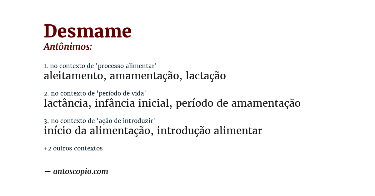 Antônimo de desmame