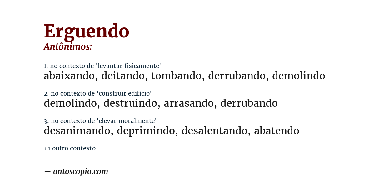 Antônimo de erguendo