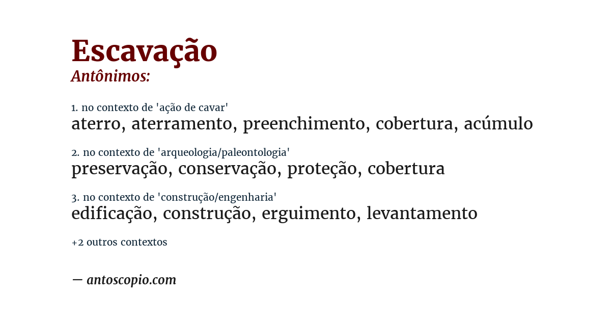 Antônimo de escavação