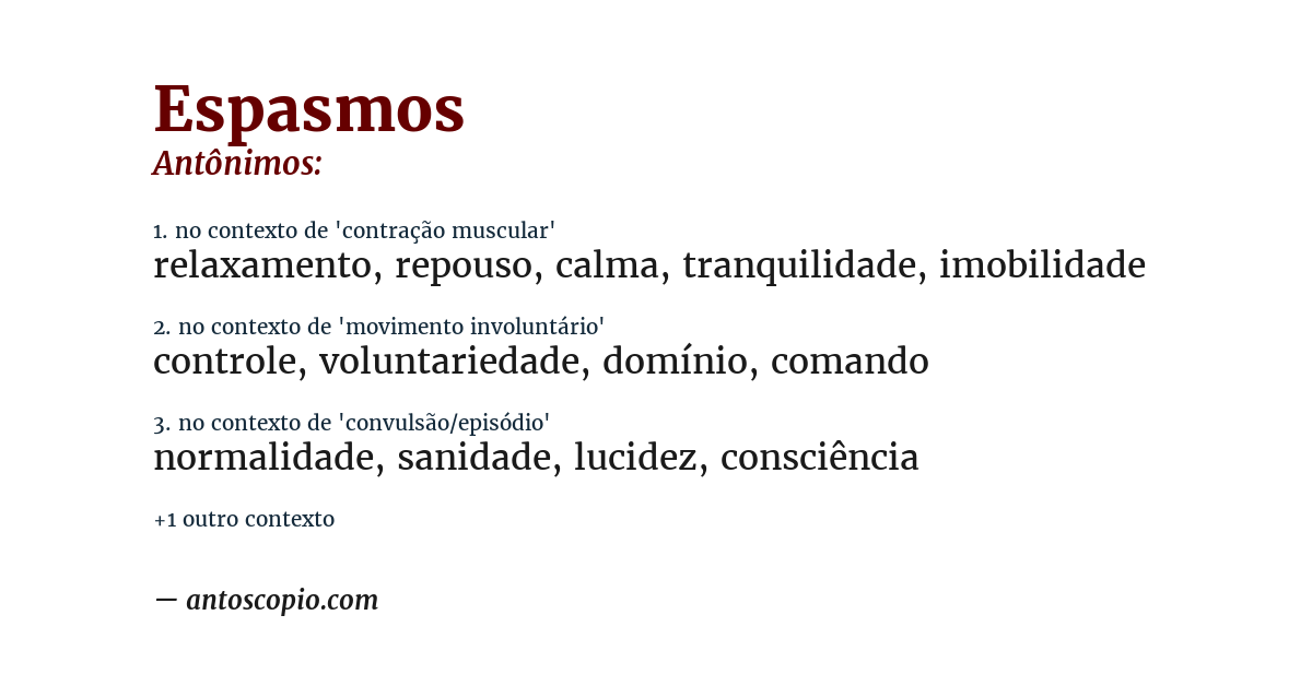Antônimo de espasmos