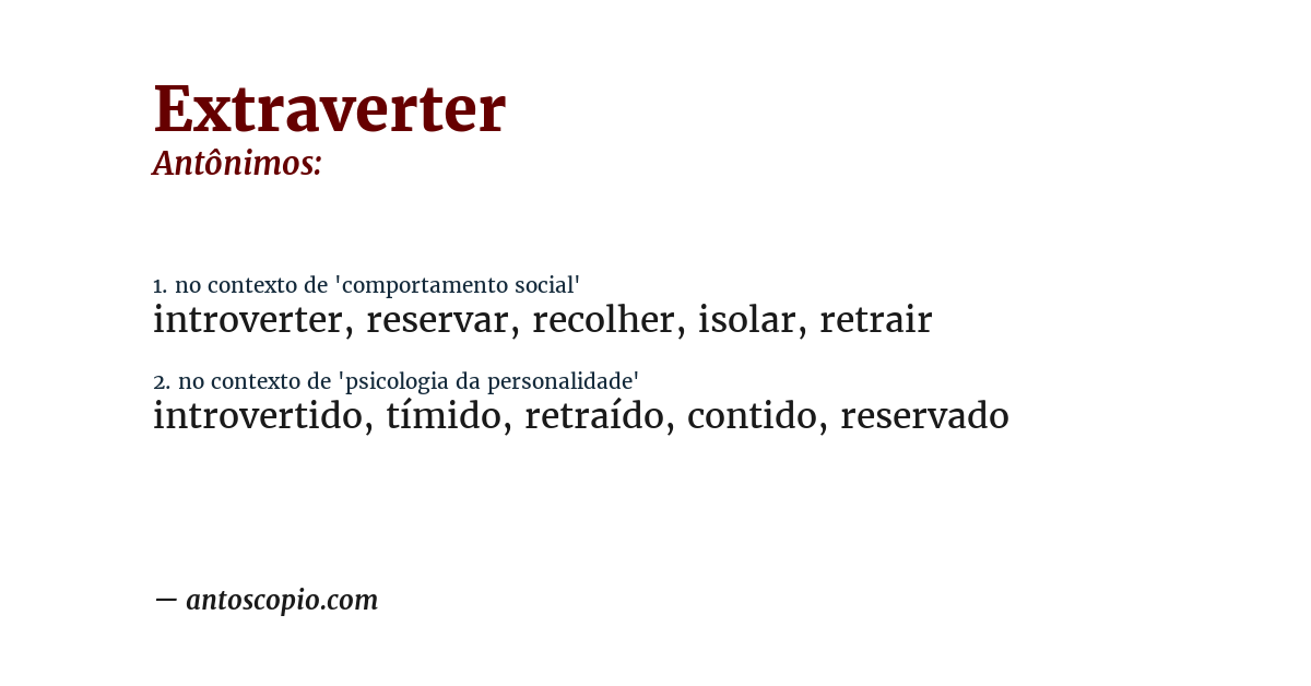 Antônimo de extraverter