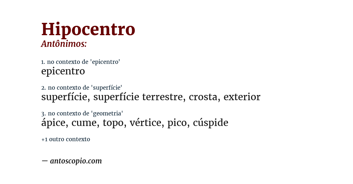 Antônimo de hipocentro
