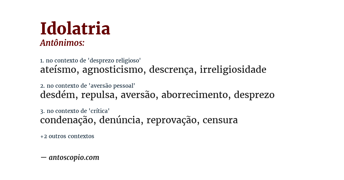 Antônimo de idolatria