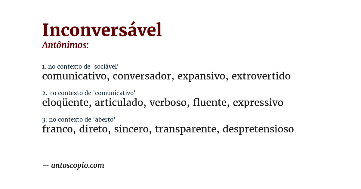 Antônimo de inconversável