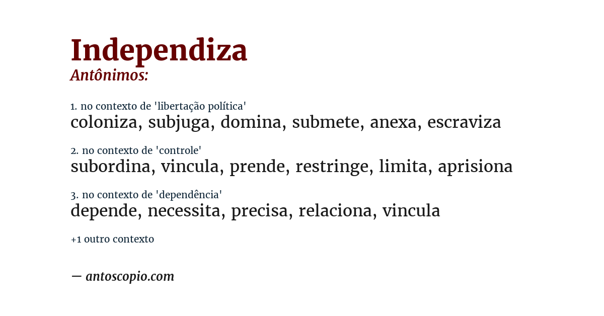 Antônimo de independiza