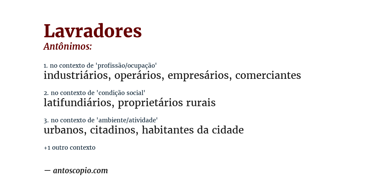 Antônimo de lavradores