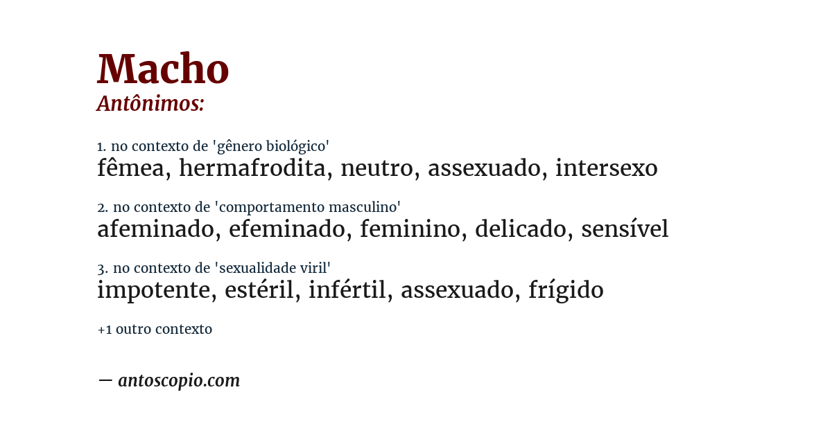 Antônimo de macho
