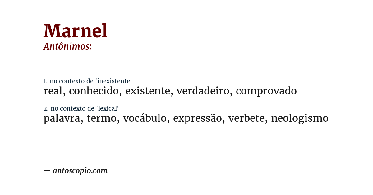 Antônimo de marnel