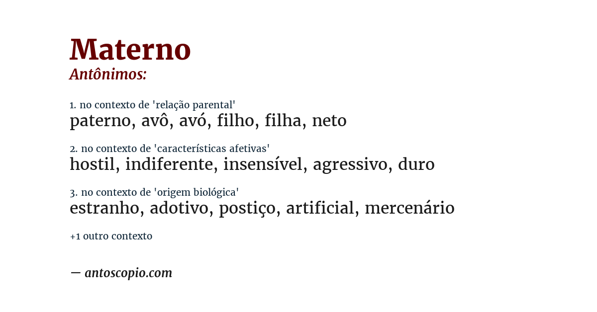 Antônimo de materno
