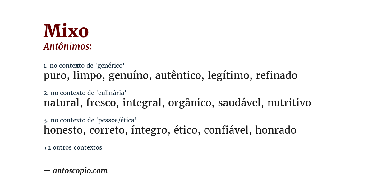 Antônimo de mixo