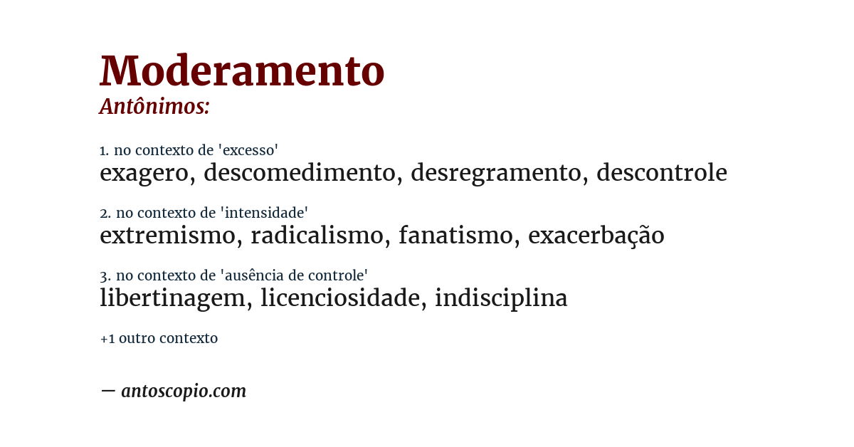 Antônimo de moderamento
